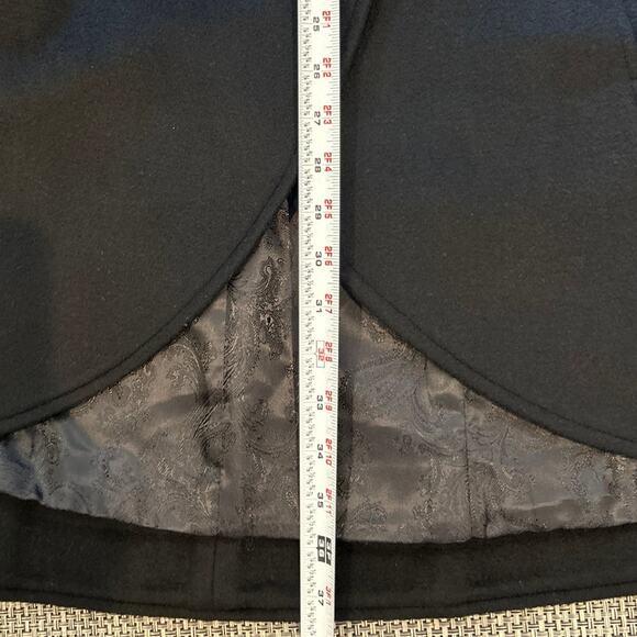 DIVA by DD Tulip Hem 100% Wool Leather Trim Dressy Style Coat Old Money Black M - Picture 8 of 8